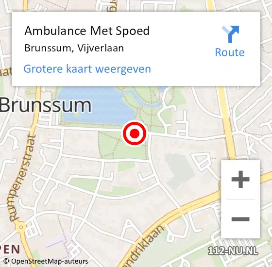 Locatie op kaart van de 112 melding: Ambulance Met Spoed Naar Brunssum, Vijverlaan op 16 mei 2020 17:06
