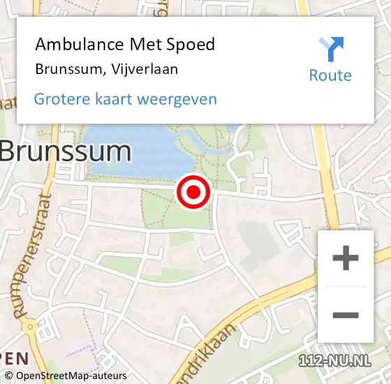 Locatie op kaart van de 112 melding: Ambulance Met Spoed Naar Brunssum, Vijverlaan op 16 mei 2020 17:07