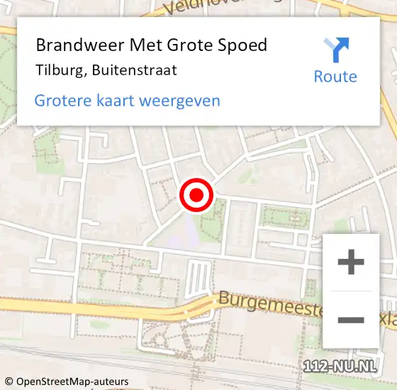 Locatie op kaart van de 112 melding: Brandweer Met Grote Spoed Naar Tilburg, Buitenstraat op 16 mei 2020 17:23