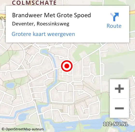 Locatie op kaart van de 112 melding: Brandweer Met Grote Spoed Naar Deventer, Roessinksweg op 16 mei 2020 17:24