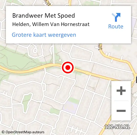 Locatie op kaart van de 112 melding: Brandweer Met Spoed Naar Helden, Willem Van Hornestraat op 16 mei 2020 17:33