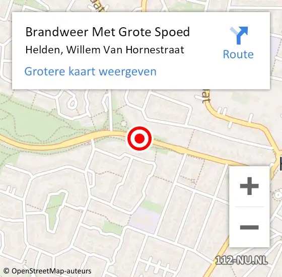 Locatie op kaart van de 112 melding: Brandweer Met Grote Spoed Naar Helden, Willem Van Hornestraat op 16 mei 2020 17:37