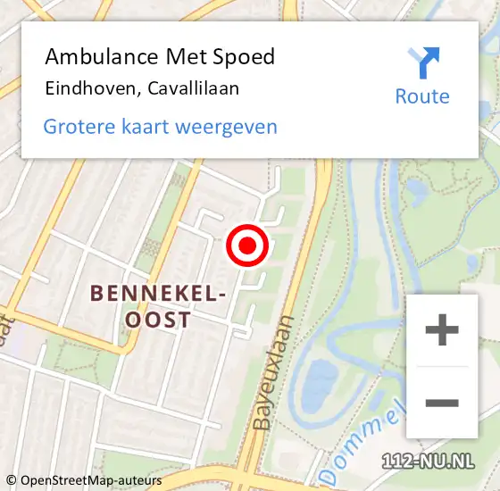 Locatie op kaart van de 112 melding: Ambulance Met Spoed Naar Eindhoven, Cavallilaan op 16 mei 2020 19:33