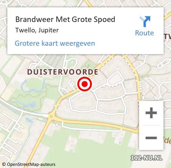 Locatie op kaart van de 112 melding: Brandweer Met Grote Spoed Naar Twello, Jupiter op 16 mei 2020 20:31