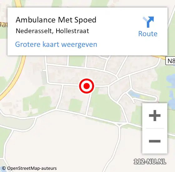 Locatie op kaart van de 112 melding: Ambulance Met Spoed Naar Nederasselt, Hollestraat op 16 mei 2020 20:35