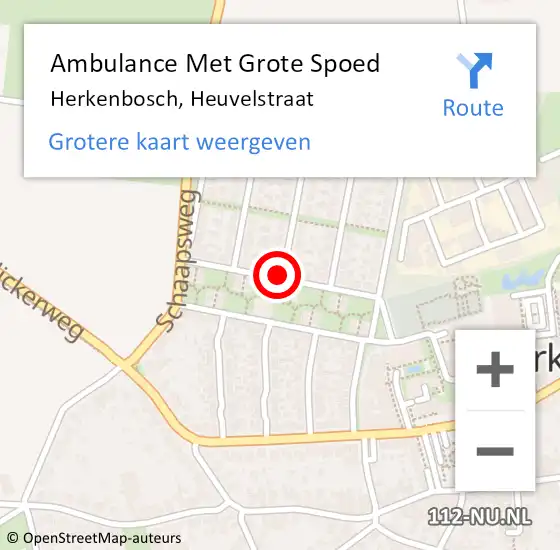 Locatie op kaart van de 112 melding: Ambulance Met Grote Spoed Naar Herkenbosch, Heuvelstraat op 16 mei 2020 21:27