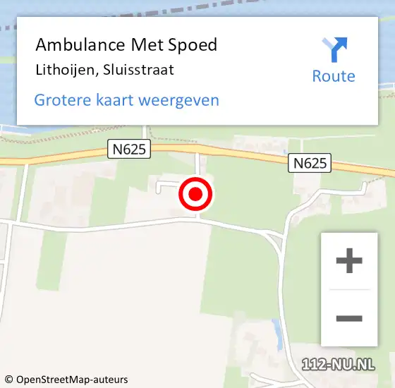 Locatie op kaart van de 112 melding: Ambulance Met Spoed Naar Lithoijen, Sluisstraat op 16 mei 2020 22:04