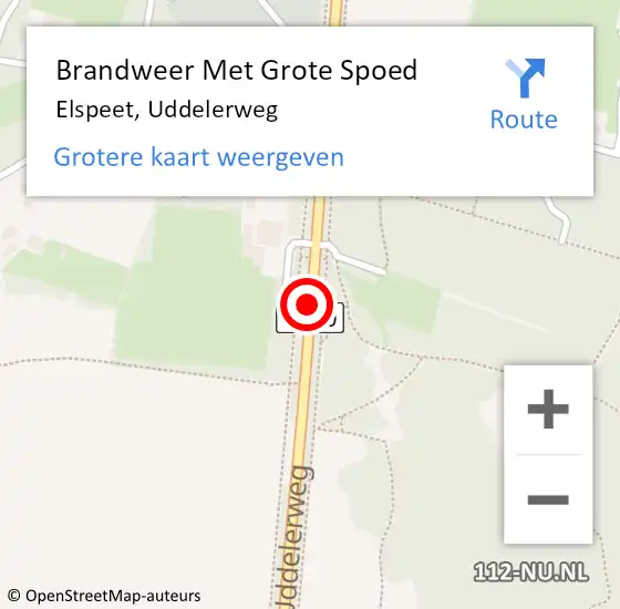 Locatie op kaart van de 112 melding: Brandweer Met Grote Spoed Naar Elspeet, Uddelerweg op 16 mei 2020 22:32