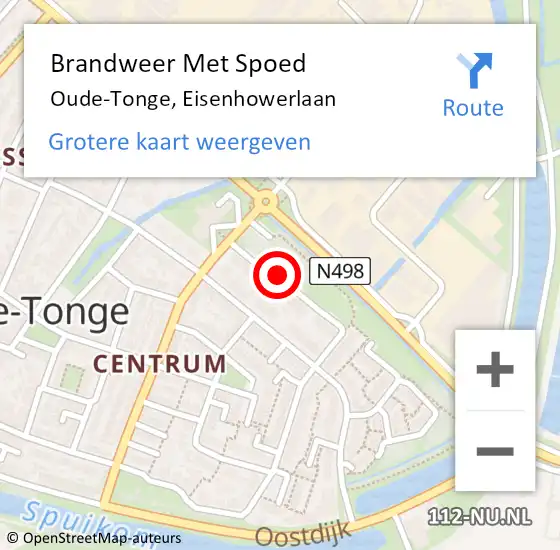 Locatie op kaart van de 112 melding: Brandweer Met Spoed Naar Oude-Tonge, Eisenhowerlaan op 17 mei 2020 00:32