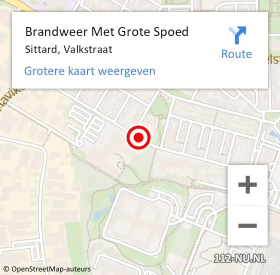 Locatie op kaart van de 112 melding: Brandweer Met Grote Spoed Naar Sittard, Valkstraat op 17 mei 2020 01:24