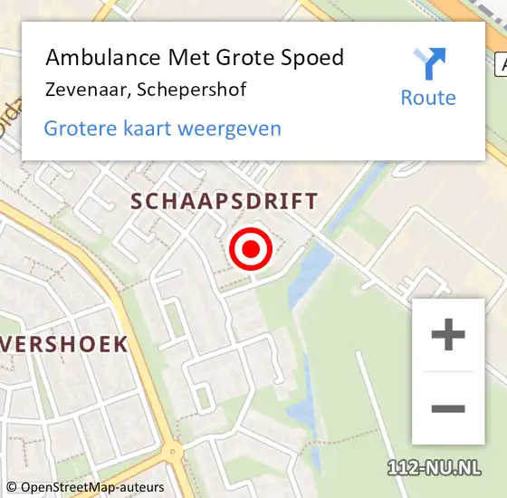 Locatie op kaart van de 112 melding: Ambulance Met Grote Spoed Naar Zevenaar, Schepershof op 17 mei 2020 03:39