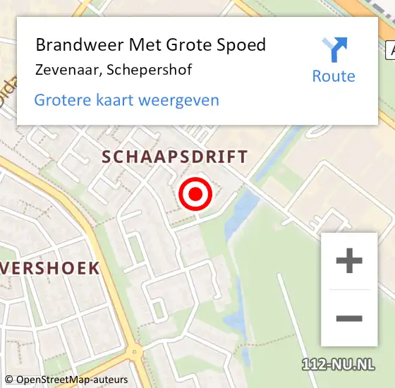 Locatie op kaart van de 112 melding: Brandweer Met Grote Spoed Naar Zevenaar, Schepershof op 17 mei 2020 03:46