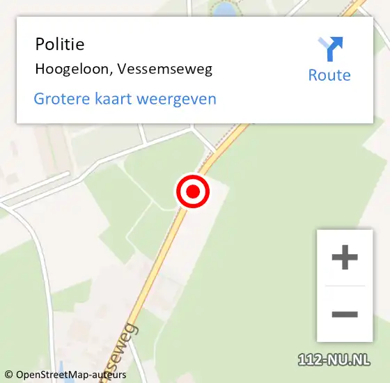 Locatie op kaart van de 112 melding: Politie Hoogeloon, Vessemseweg op 17 mei 2020 04:12