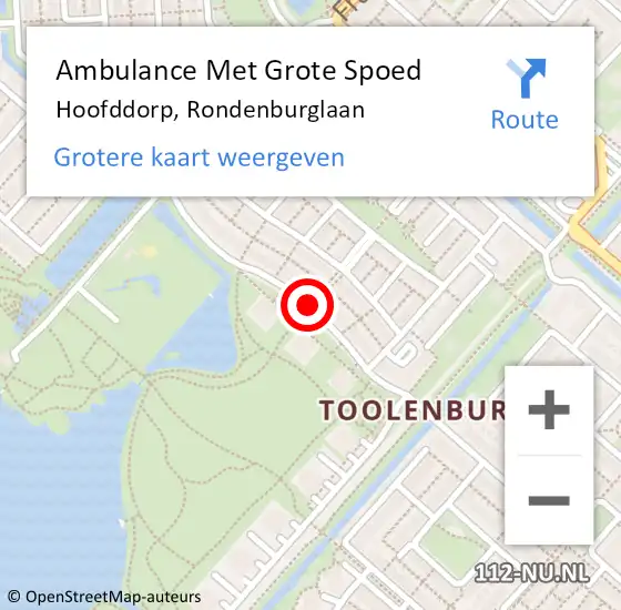 Locatie op kaart van de 112 melding: Ambulance Met Grote Spoed Naar Hoofddorp, Rondenburglaan op 17 mei 2020 06:39