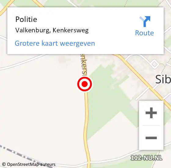 Locatie op kaart van de 112 melding: Politie Valkenburg, Kenkersweg op 17 mei 2020 08:09