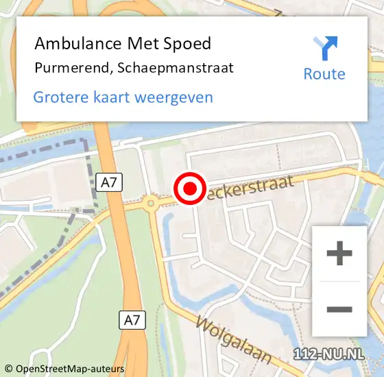 Locatie op kaart van de 112 melding: Ambulance Met Spoed Naar Purmerend, Schaepmanstraat op 17 mei 2020 10:14