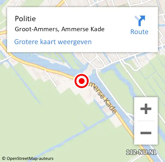 Locatie op kaart van de 112 melding: Politie Groot-Ammers, Ammerse Kade op 17 mei 2020 11:39