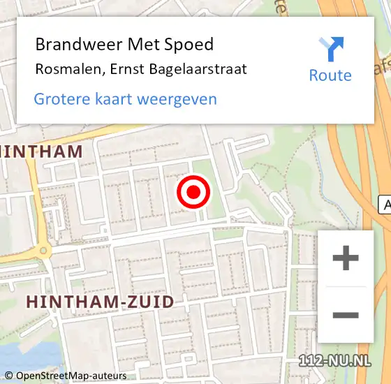 Locatie op kaart van de 112 melding: Brandweer Met Spoed Naar Rosmalen, Ernst Bagelaarstraat op 17 mei 2020 12:38