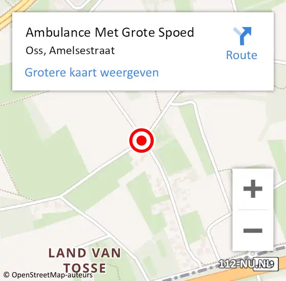 Locatie op kaart van de 112 melding: Ambulance Met Grote Spoed Naar Oss, Amelsestraat op 17 mei 2020 13:27