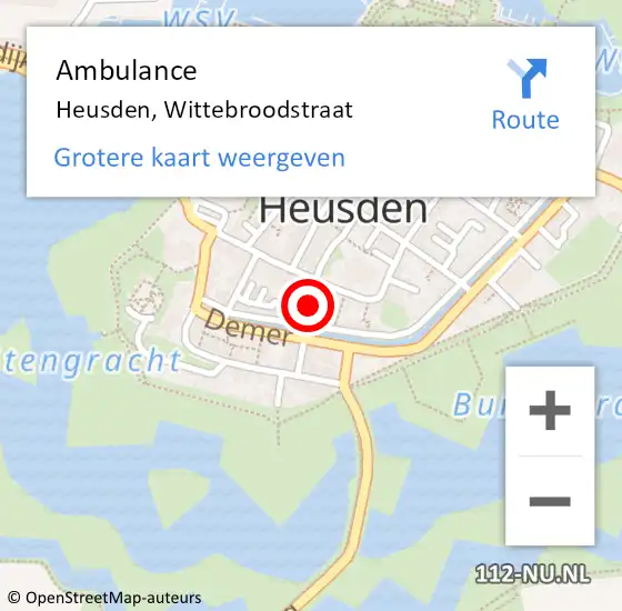 Locatie op kaart van de 112 melding: Ambulance Heusden, Wittebroodstraat op 17 mei 2020 14:04