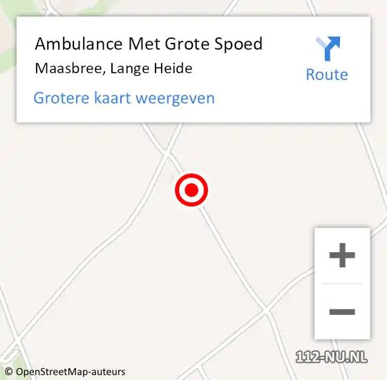 Locatie op kaart van de 112 melding: Ambulance Met Grote Spoed Naar Maasbree, Lange Heide op 17 mei 2020 14:09