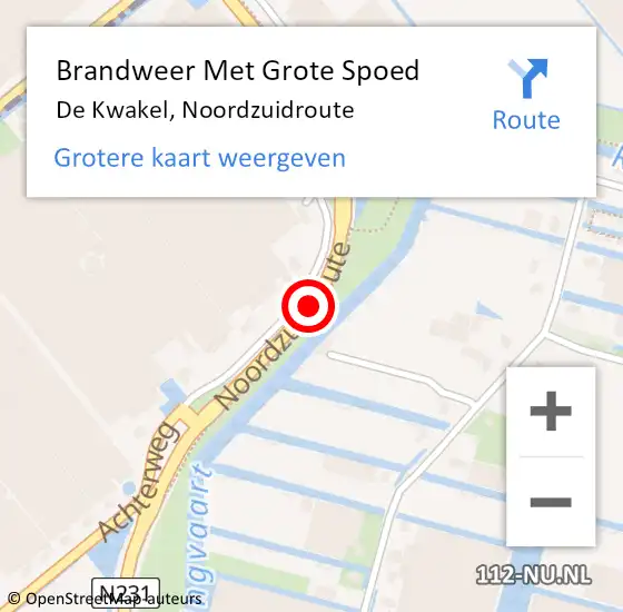 Locatie op kaart van de 112 melding: Brandweer Met Grote Spoed Naar De Kwakel, Noordzuidroute op 17 mei 2020 14:20