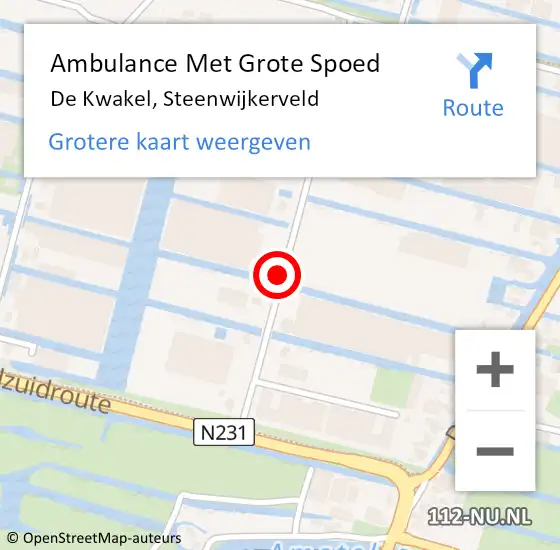 Locatie op kaart van de 112 melding: Ambulance Met Grote Spoed Naar De Kwakel, Steenwijkerveld op 17 mei 2020 14:23