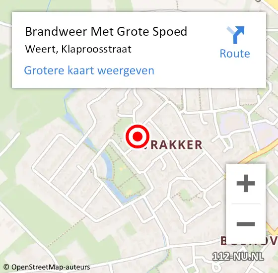 Locatie op kaart van de 112 melding: Brandweer Met Grote Spoed Naar Weert, Klaproosstraat op 17 mei 2020 15:29