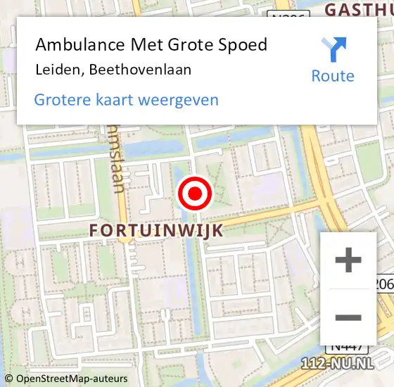 Locatie op kaart van de 112 melding: Ambulance Met Grote Spoed Naar Leiden, Beethovenlaan op 17 mei 2020 16:54