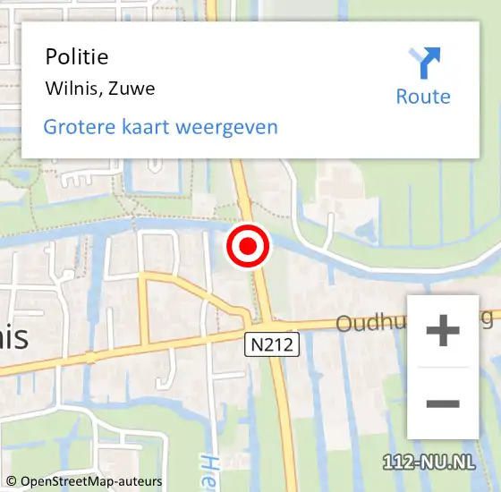 Locatie op kaart van de 112 melding: Politie Wilnis, Zuwe op 17 mei 2020 18:01