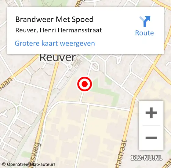 Locatie op kaart van de 112 melding: Brandweer Met Spoed Naar Reuver, Henri Hermansstraat op 17 mei 2020 18:26