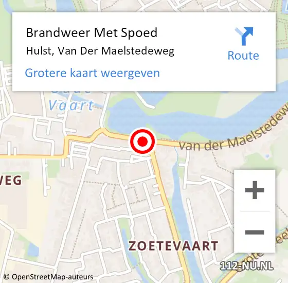 Locatie op kaart van de 112 melding: Brandweer Met Spoed Naar Hulst, Van Der Maelstedeweg op 17 mei 2020 20:05