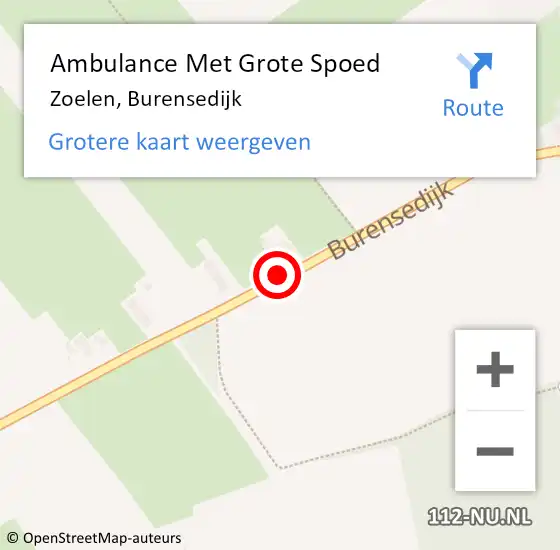Locatie op kaart van de 112 melding: Ambulance Met Grote Spoed Naar Zoelen, Burensedijk op 17 mei 2020 20:19
