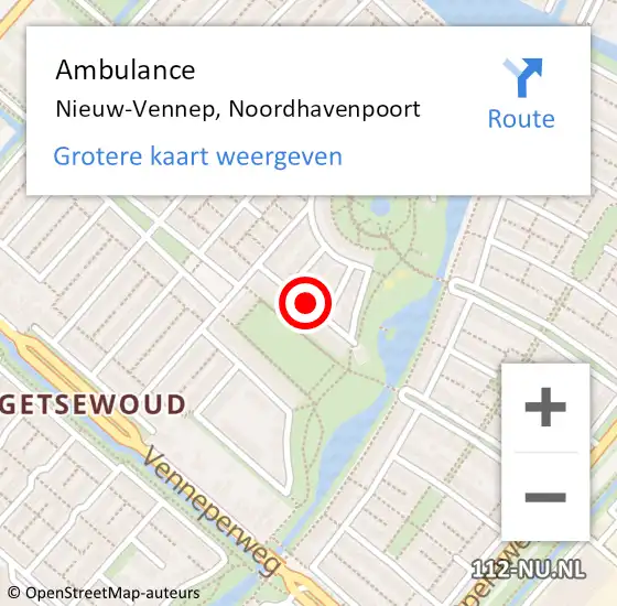 Locatie op kaart van de 112 melding: Ambulance Nieuw-Vennep, Noordhavenpoort op 17 mei 2020 22:37