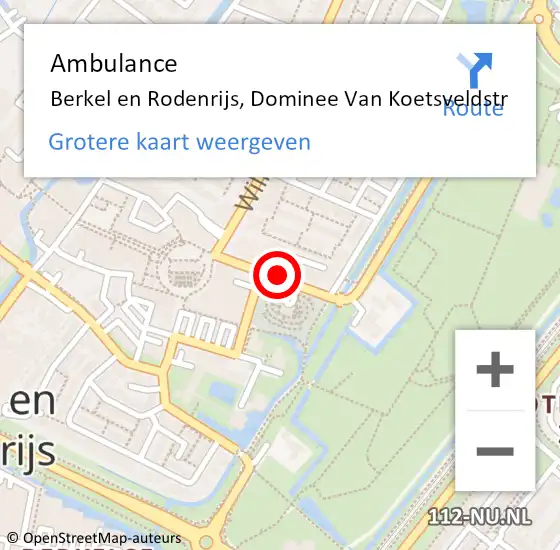 Locatie op kaart van de 112 melding: Ambulance Berkel en Rodenrijs, Dominee Van Koetsveldstr op 17 mei 2020 23:13