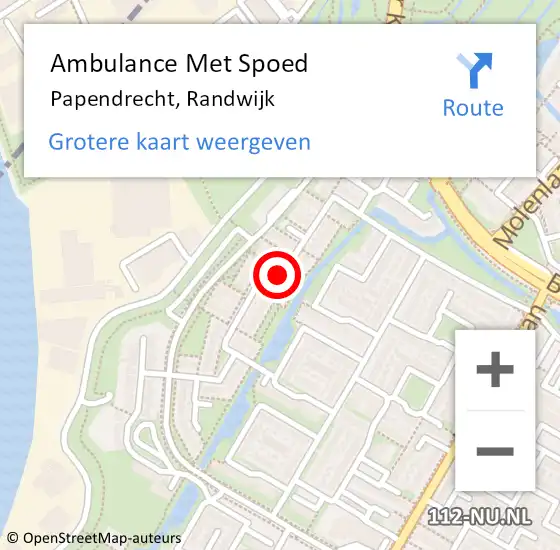 Locatie op kaart van de 112 melding: Ambulance Met Spoed Naar Papendrecht, Randwijk op 17 mei 2020 23:47