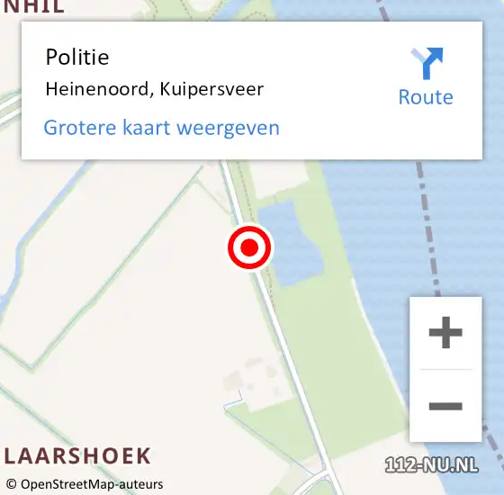 Locatie op kaart van de 112 melding: Politie Heinenoord, Kuipersveer op 18 mei 2020 00:51