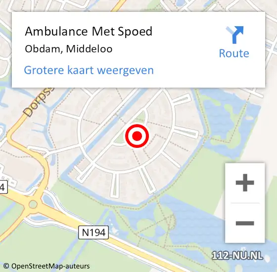 Locatie op kaart van de 112 melding: Ambulance Met Spoed Naar Obdam, Middeloo op 18 mei 2020 01:13