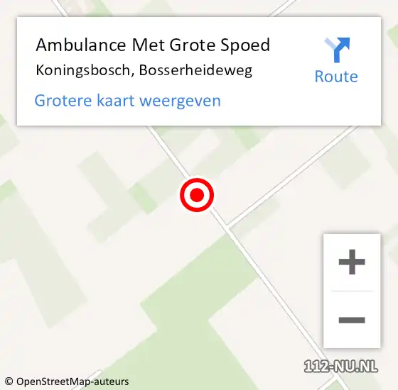 Locatie op kaart van de 112 melding: Ambulance Met Grote Spoed Naar Koningsbosch, Bosserheideweg op 18 mei 2020 07:26