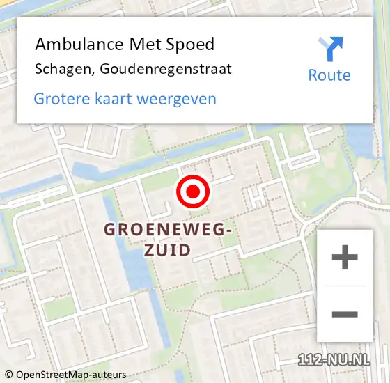 Locatie op kaart van de 112 melding: Ambulance Met Spoed Naar Schagen, Goudenregenstraat op 18 mei 2020 08:01