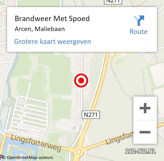 Locatie op kaart van de 112 melding: Brandweer Met Spoed Naar Arcen, Maliebaan op 18 mei 2020 08:13