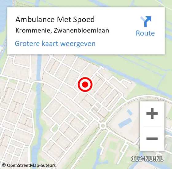 Locatie op kaart van de 112 melding: Ambulance Met Spoed Naar Krommenie, Zwanenbloemlaan op 18 mei 2020 10:09