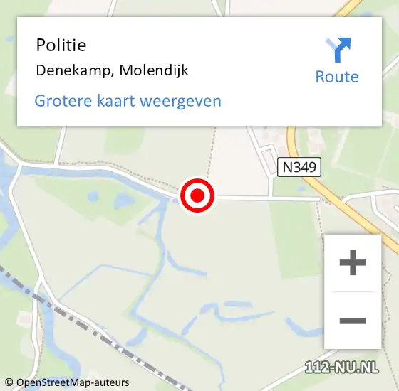 Locatie op kaart van de 112 melding: Politie Denekamp, Molendijk op 18 mei 2020 11:11