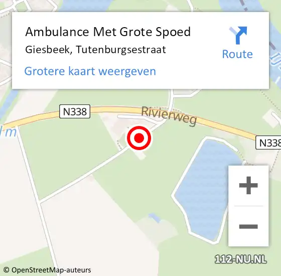 Locatie op kaart van de 112 melding: Ambulance Met Grote Spoed Naar Giesbeek, Tutenburgsestraat op 18 mei 2020 11:35