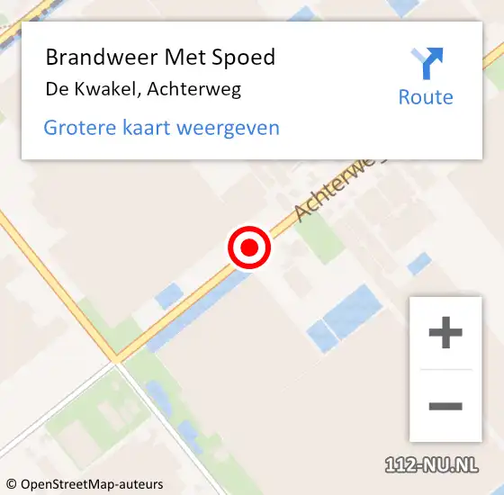 Locatie op kaart van de 112 melding: Brandweer Met Spoed Naar De Kwakel, Achterweg op 18 mei 2020 12:47