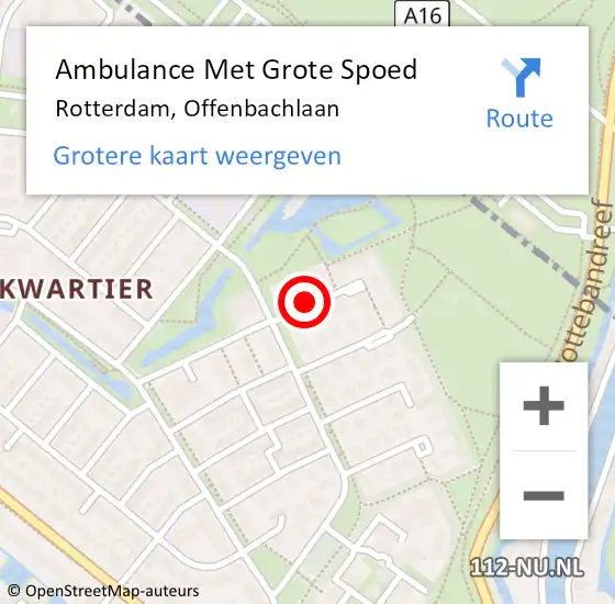 Locatie op kaart van de 112 melding: Ambulance Met Grote Spoed Naar Rotterdam, Offenbachlaan op 18 mei 2020 13:06