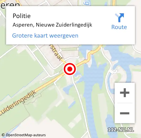 Locatie op kaart van de 112 melding: Politie Asperen, Nieuwe Zuiderlingedijk op 18 mei 2020 13:48