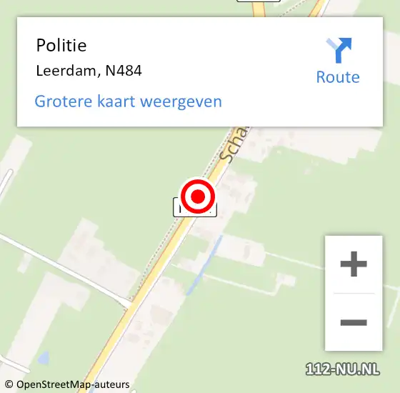 Locatie op kaart van de 112 melding: Politie Leerdam, N484 op 18 mei 2020 13:51