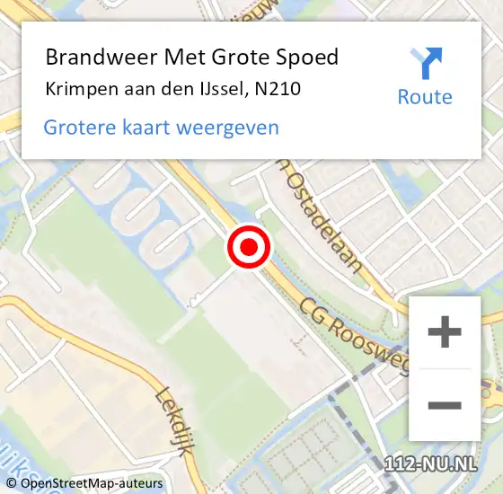 Locatie op kaart van de 112 melding: Brandweer Met Grote Spoed Naar Krimpen aan den IJssel, N210 op 18 mei 2020 13:51