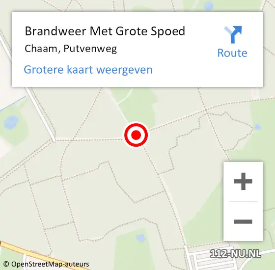 Locatie op kaart van de 112 melding: Brandweer Met Grote Spoed Naar Chaam, Putvenweg op 18 mei 2020 13:57